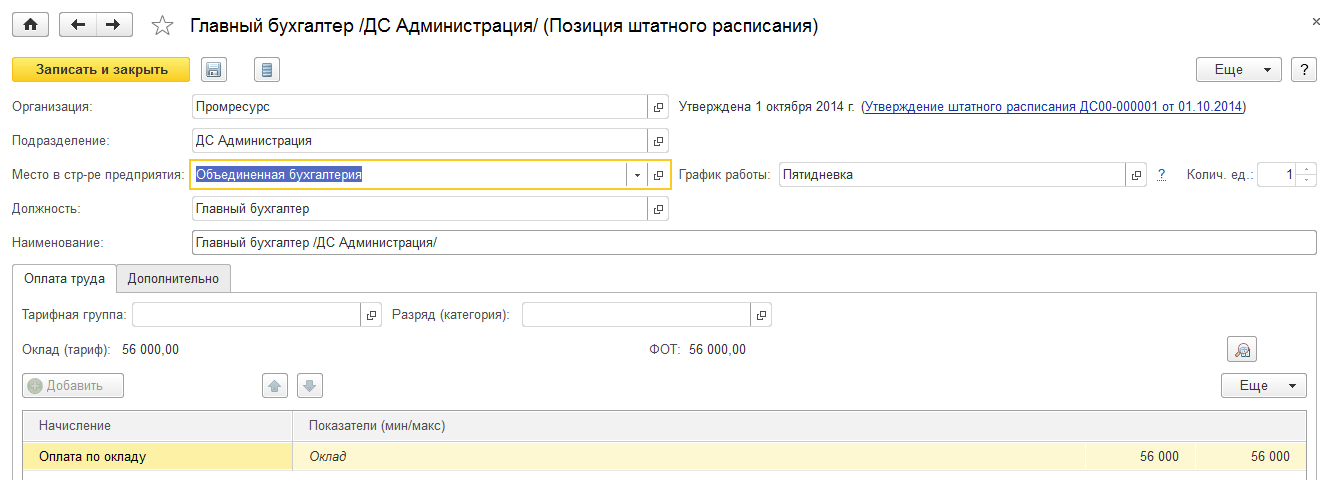 Позиция штатного расписания